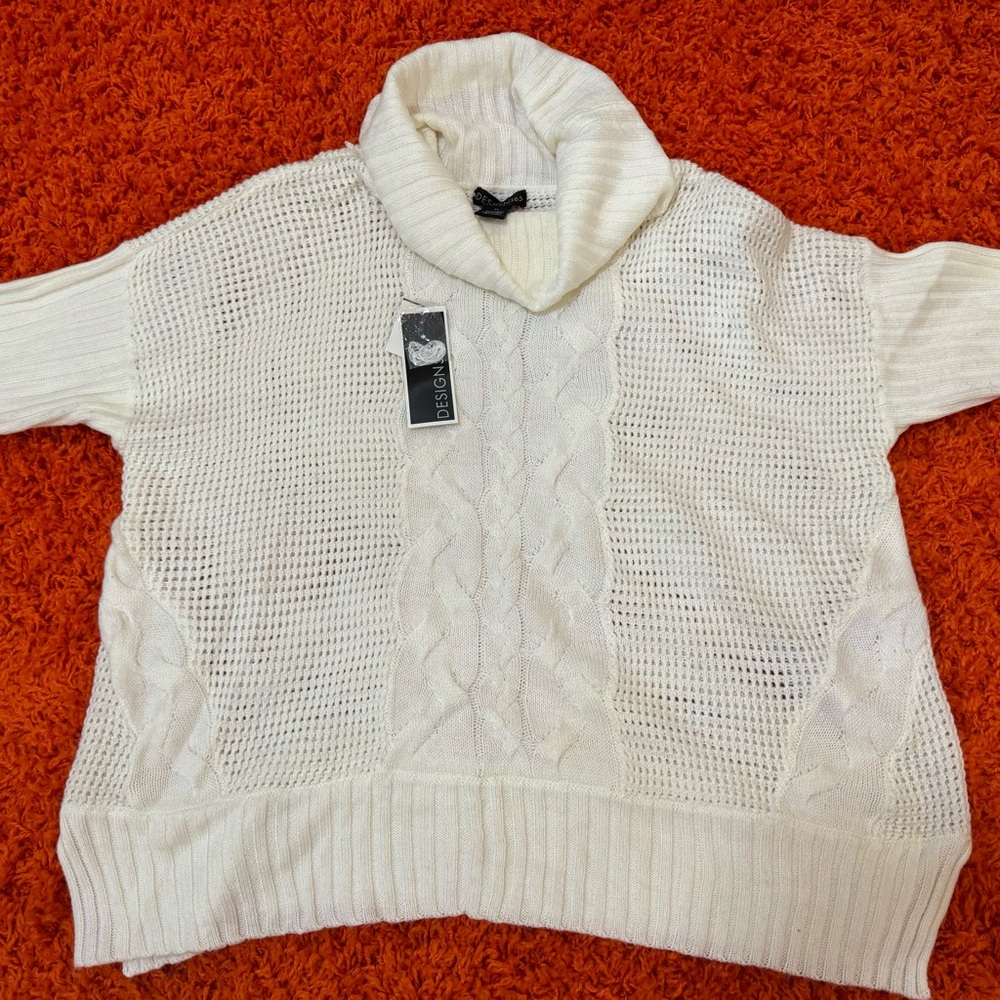 NWT DESIGN 365 WHITE RELAXED SWEATER PULLOVER SIZE XL NEW